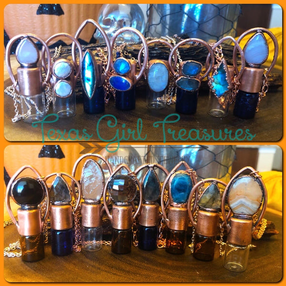 Gemstone roller bottle necklaces