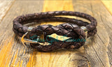 Anchor hook clasp leather bracelet