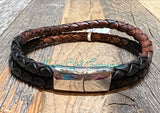 Slide clasp magnetic leather bracelet