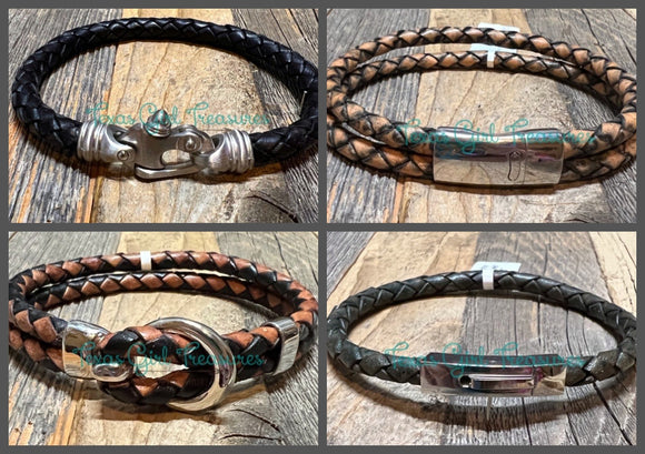 Leather bracelets- Magnet and hook clasps