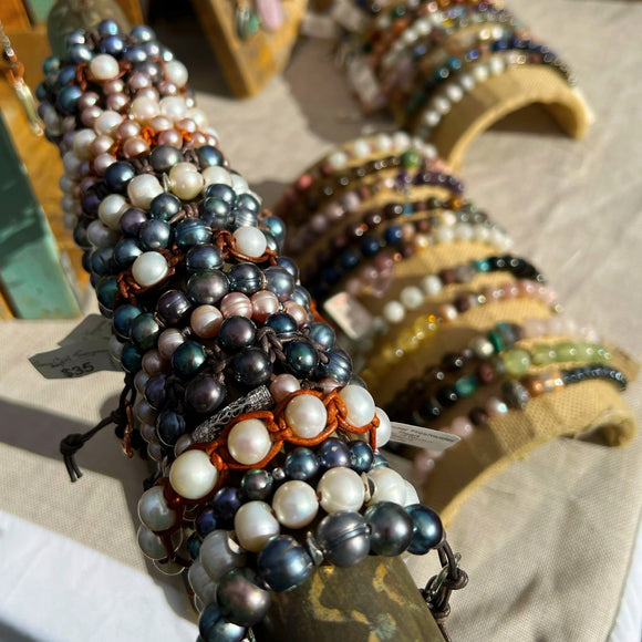 Leather and Pearls Bracelets