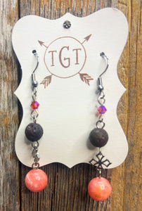 Teardrop Moonstone Diffuser Earrings - Grey