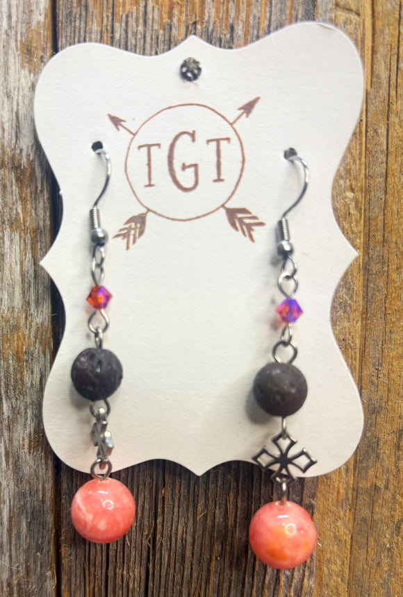Teardrop Moonstone Diffuser Earrings - Grey