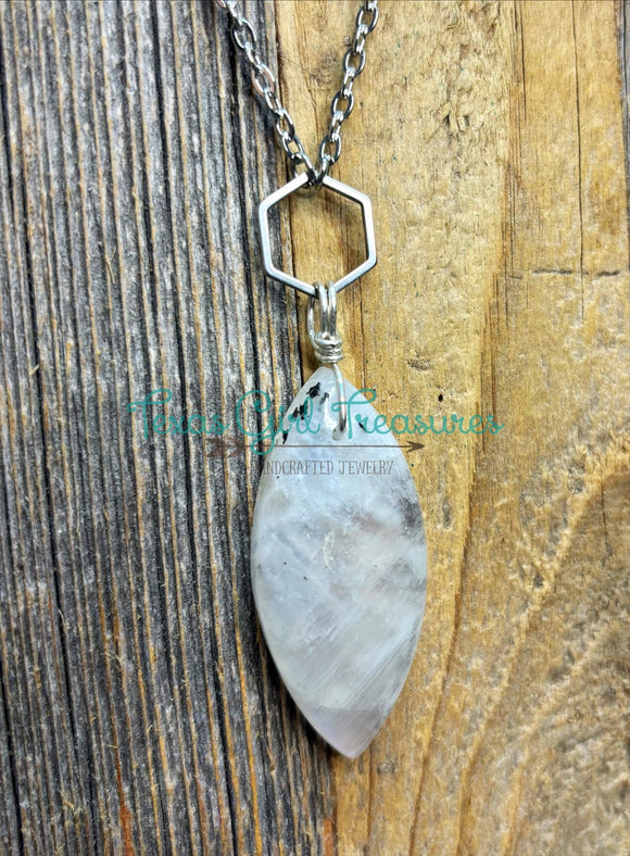 Rainbow Moonstone diffuser necklace
