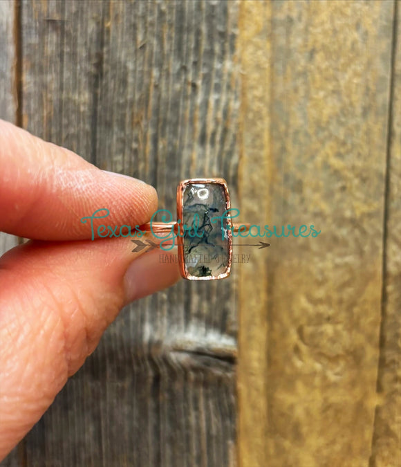 Moss Agate Electroformed Rings