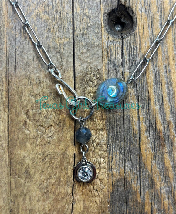 Labradorite Evil Eye Necklace Diffuser Necklace