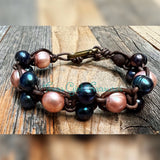 Tahitian pearl and leather bracelets