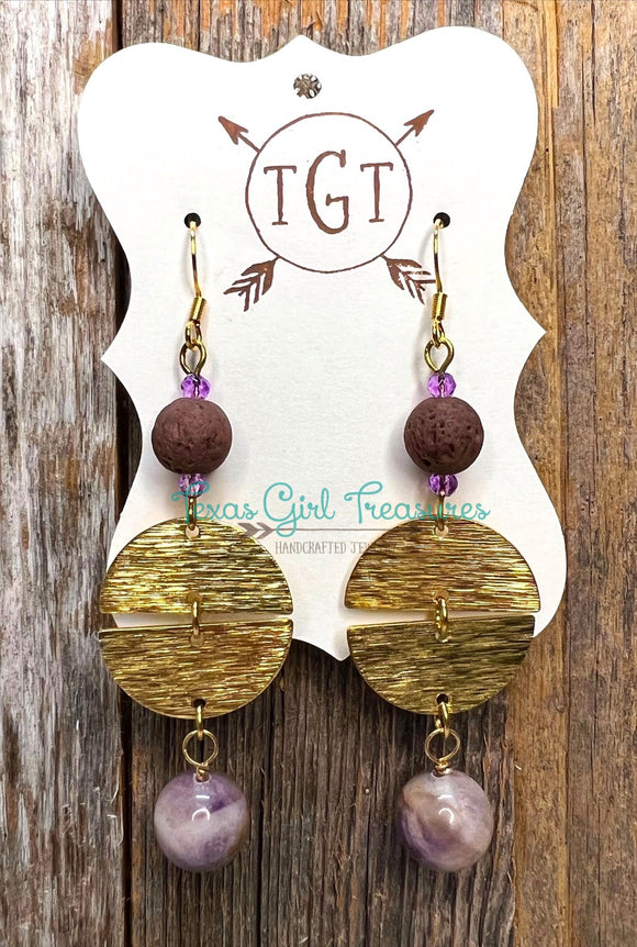 Raw Brass Diffuser Earrings - Half circle