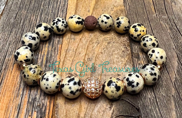 Dalmation Jasper stretch diffuser bracelet