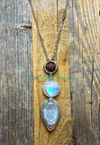 Moonstone and Aura Quartz Diffuser necklaces