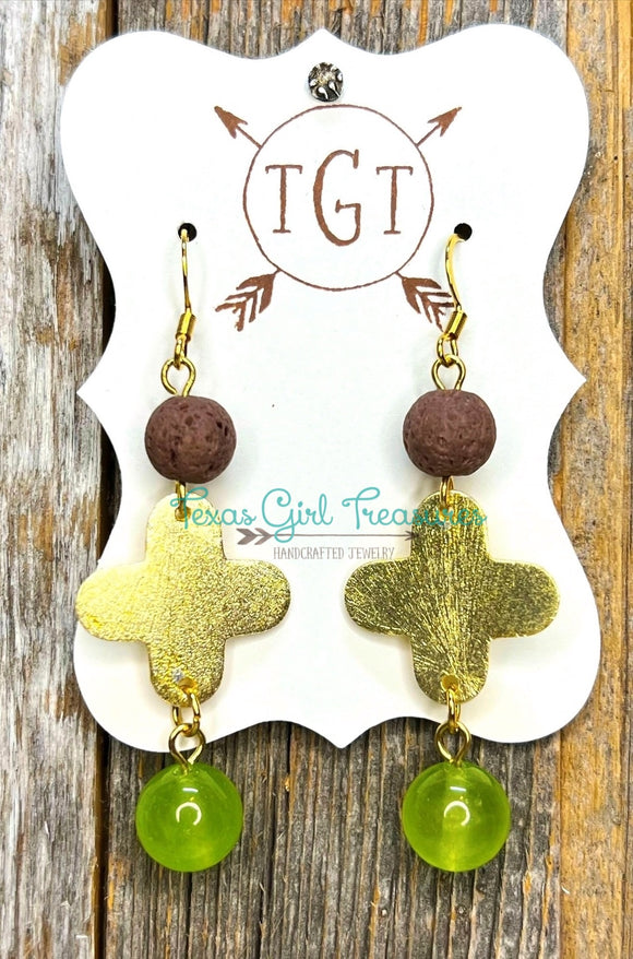 Raw Brass Diffuser Earrings - Clover