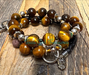 Tiger’s Eye leather wrap diffuser bracelets