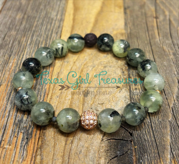 Prehnite stretch diffuser stretch bracelet