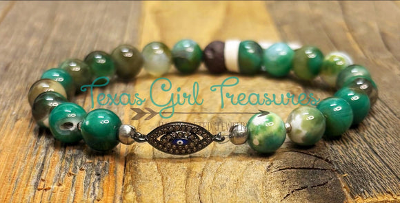 Agate stretch diffuser bracelets - Green