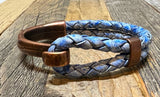 Leather Cuff bracelets - Light Blue Leather