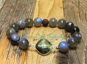 Labradorite stretch diffuser bracelet