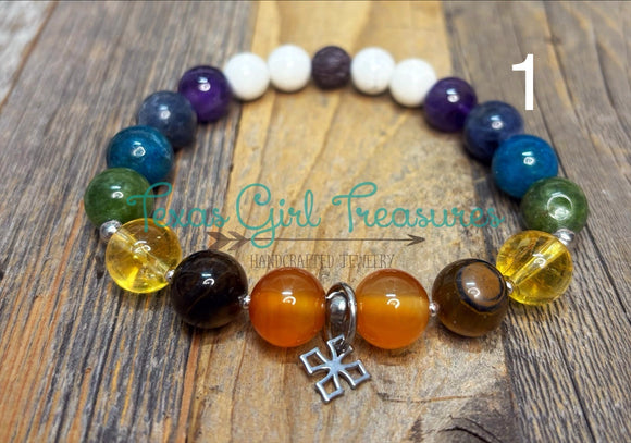 Chakra colors stretch diffuser bracelets