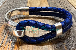 Leather Cuff bracelets - Cobalt Blue Leather