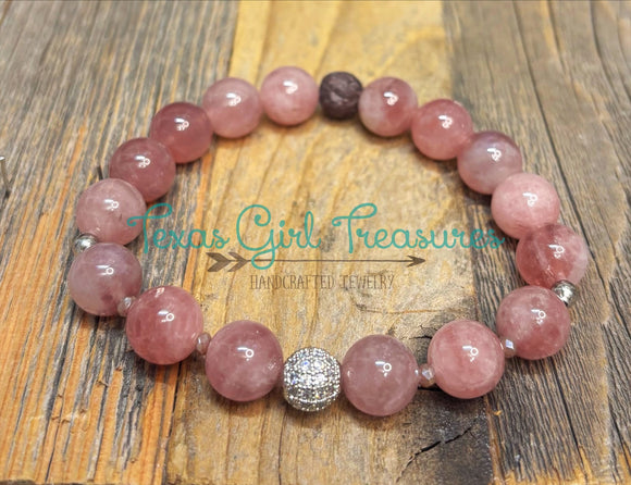 Rose Quartz stretch diffuser bracelet