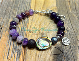 Amethyst - Adjustable diffuser bracelet with assorted gemstones