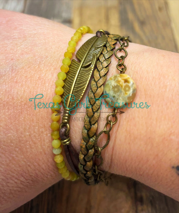 Green Opal multi strand bracelet