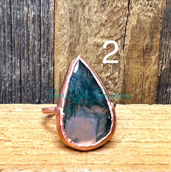 Moss Agate Electroformed Rings