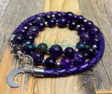 Amethyst leather wrap diffuser bracelet