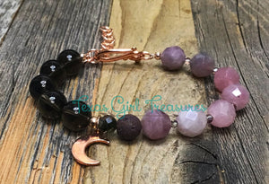 Quartz - Adjustable diffuser bracelet with assorted gemstones