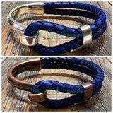 Leather Cuff bracelets - Cobalt Blue Leather