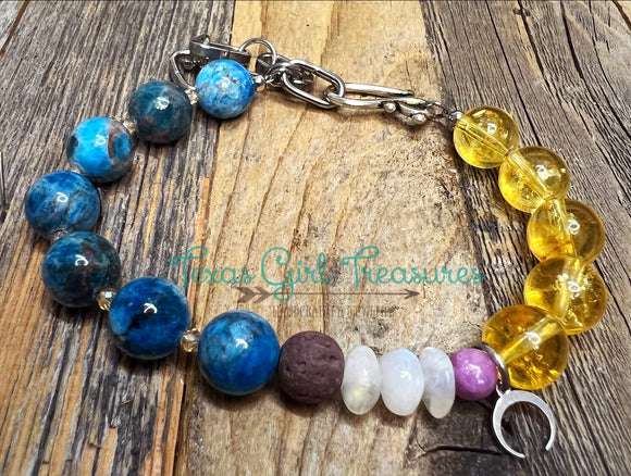Citrine - Adjustable diffuser bracelet with assorted gemstones