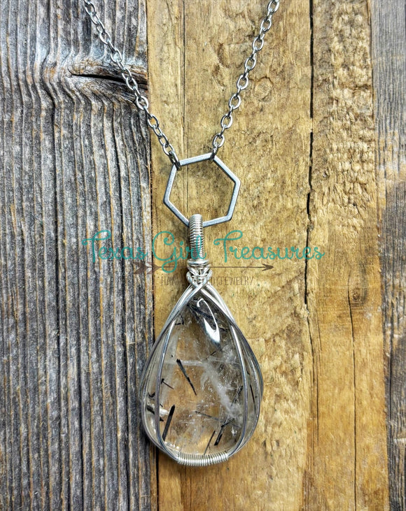 Tourmalinated Quartz Diffuser necklace