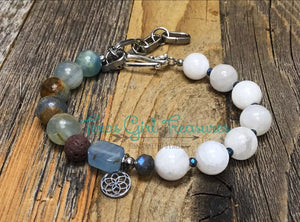 Moonstone - Adjustable diffuser bracelet with assorted gemstones