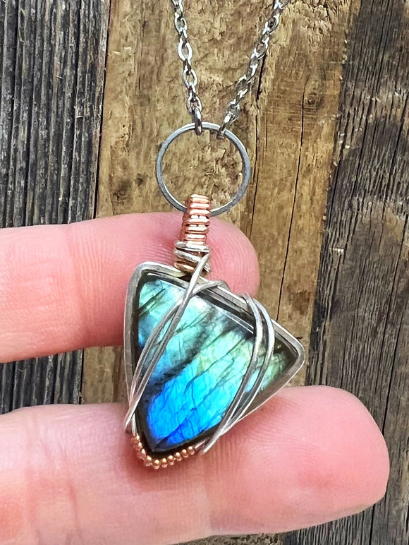 Labradorite Triangular Point Diffuser necklaces