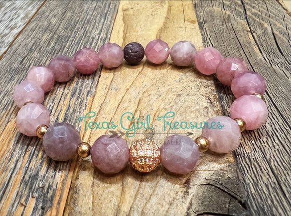 Rose Quartz stretch diffuser bracelet