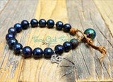 White Freshwater and Tahitian Pearls and leather bracelets
