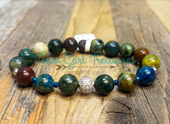 Chrysocolla stretch diffuser bracelets