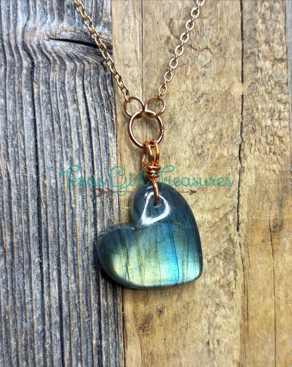 Labradorite Heart Shaped necklaces