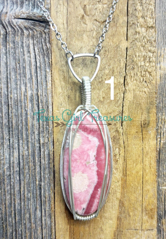 Rhodochrosite diffuser necklaces