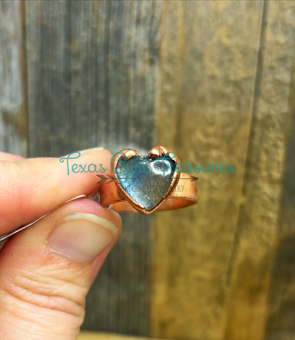 Labradorite Heart rings