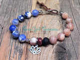 Sodalite- Adjustable diffuser bracelet with assorted gemstones
