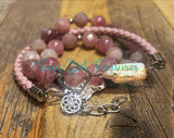 Rose quartz leather wrap diffuser bracelet