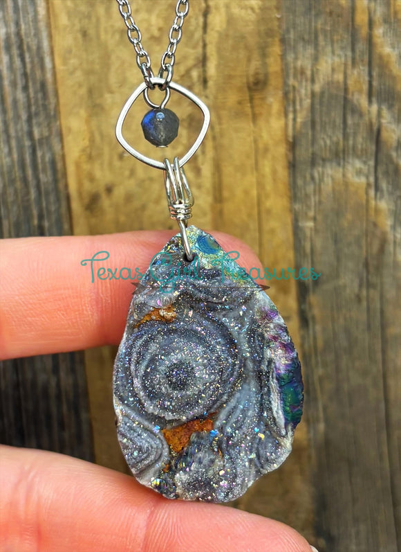 Desert Druzy Chalcedony diffuser necklaces