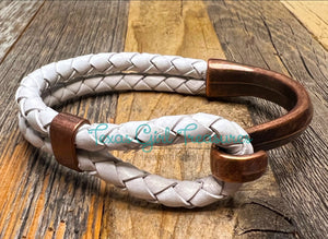 Leather Cuff bracelets - White Leather