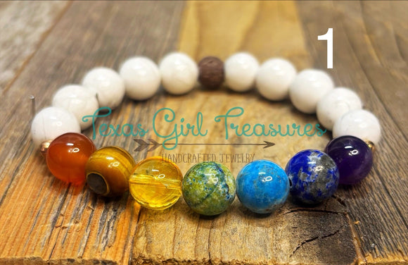 Chakra colors stretch diffuser bracelets