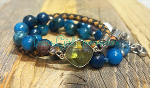 Apatite leather wrap diffuser bracelet