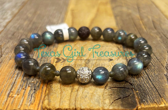 Labradorite stretch diffuser bracelet