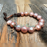 Tahitian pearl and leather bracelets
