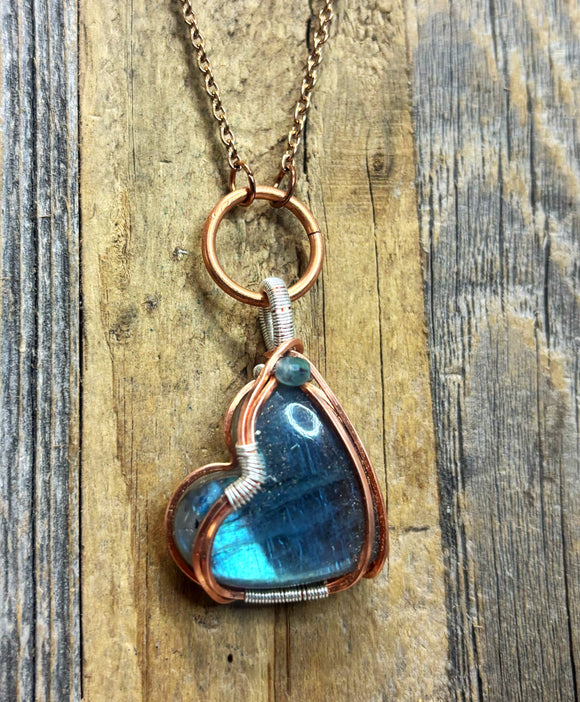 Labradorite Heart Shaped necklaces