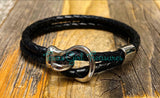 Oval hook clasp leather bracelet
