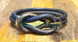 Anchor hook clasp leather bracelet